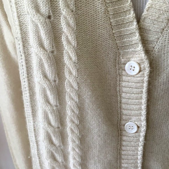 NWT Magaschoni 100% ivory cashmere button front cardigan size L - Picture 4 of 9